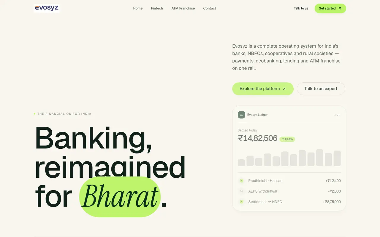 Teknoppy website project - Evosyz fintech homepage