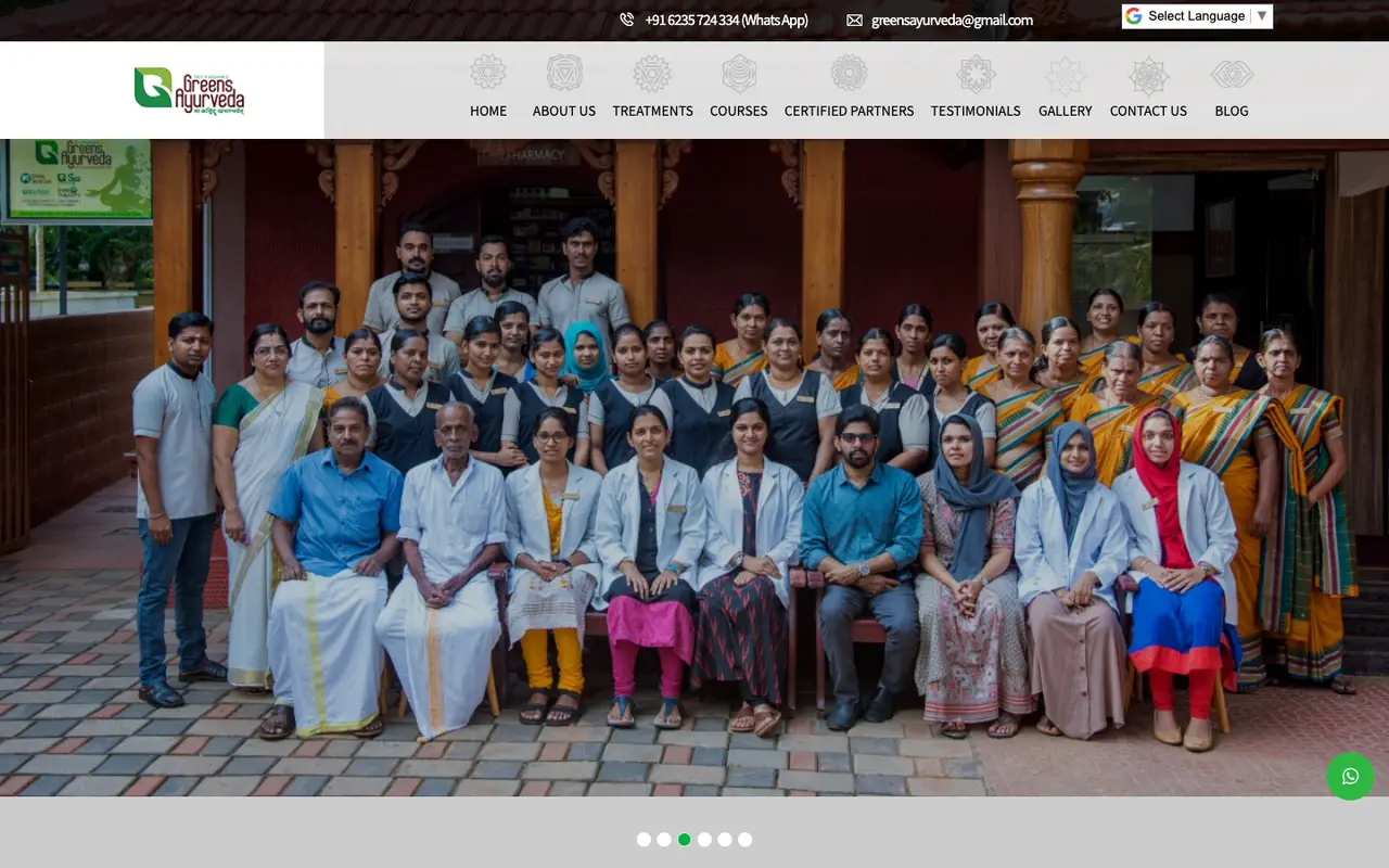 Teknoppy website project - Greens Ayurveda hospital homepage