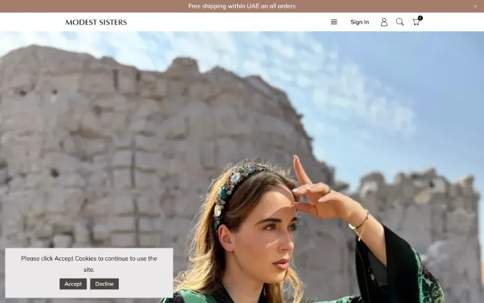 Modestsisters website homepage screenshot
