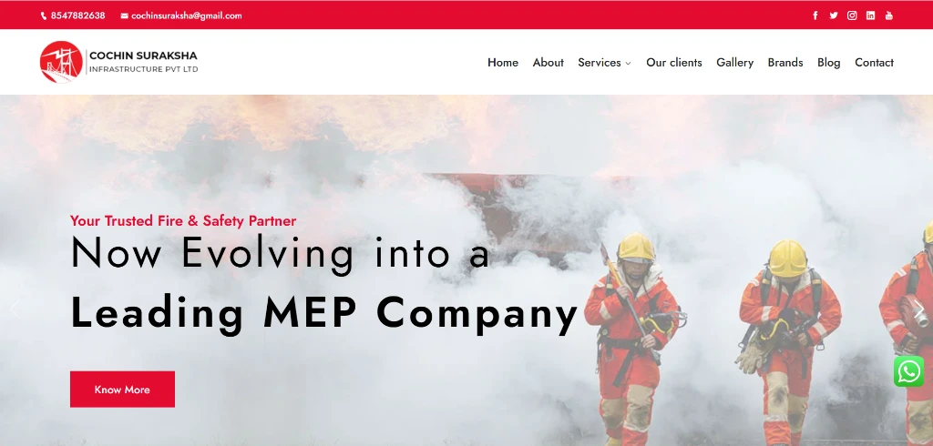 Teknoppy website project - Cochin Suraksha fire safety and MEP homepage