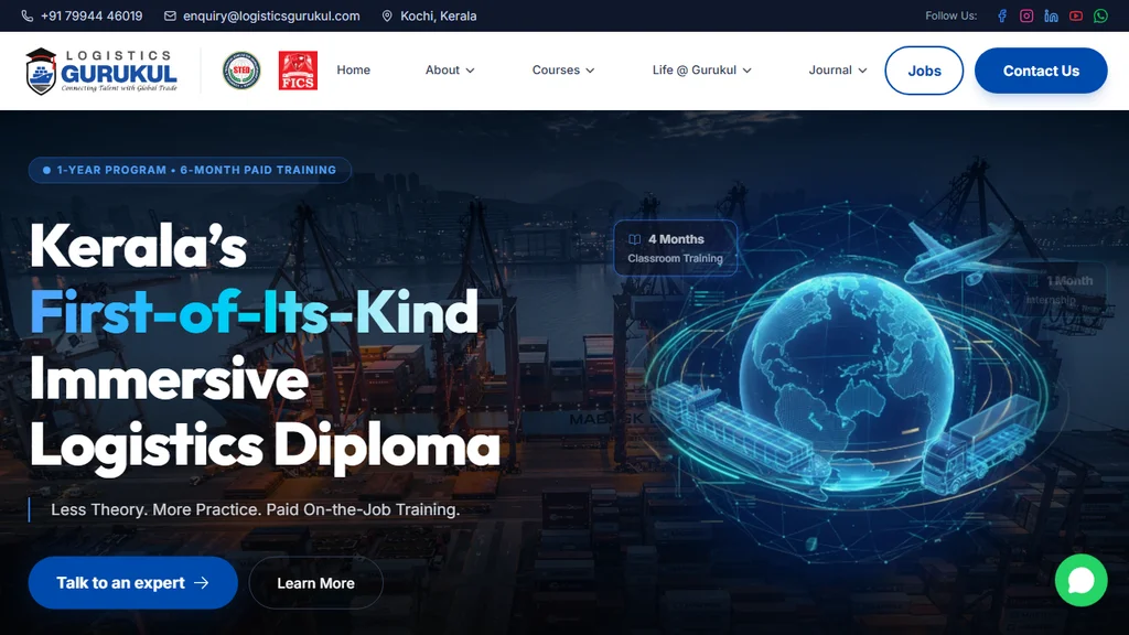 Teknoppy website project - Logistics Gurukul training portal homepage