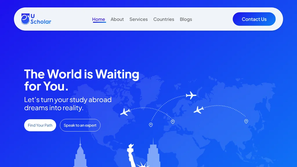 Teknoppy website project - U Scholar International education consultancy homepage