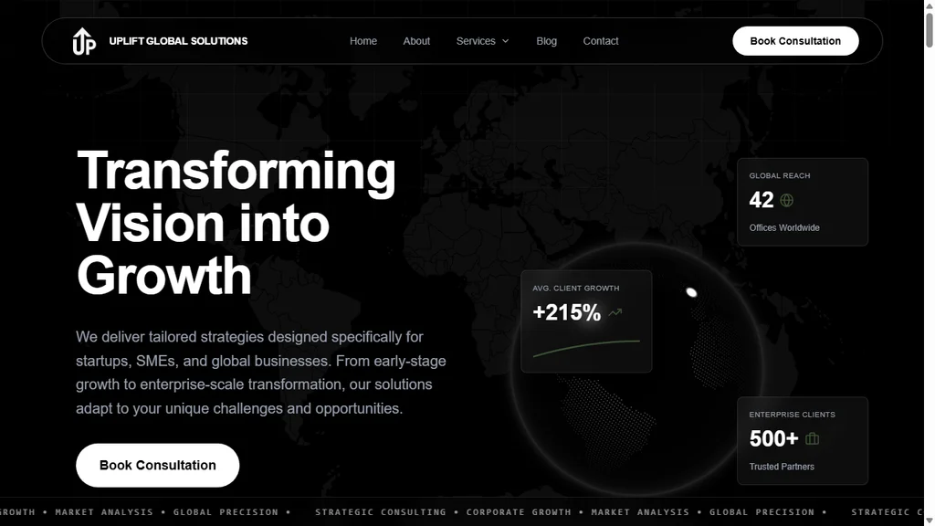Teknoppy website project - Uplift Global Solutions consulting homepage
