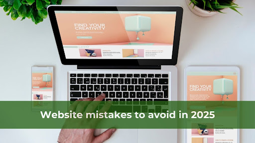 Modern website design interface with expert tips for 2025