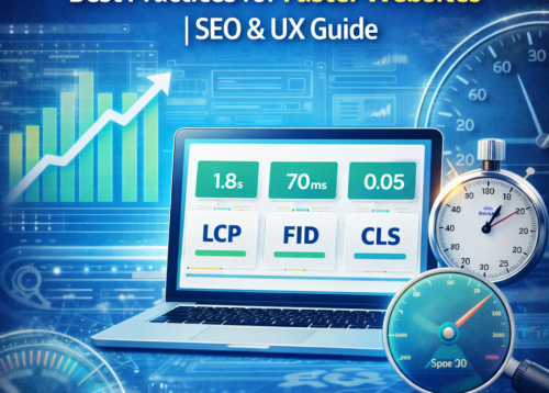 Core Web Vitals 2026 dashboard showing LCP, FID, and CLS metrics with SEO and UX performance indicators for faster websites