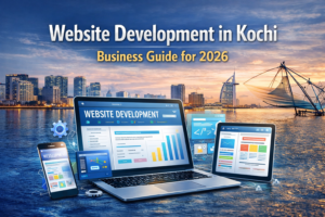 Website Development in Kochi: Business Guide for 2026 showing modern web design and development concept for businesses