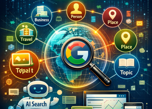 Entity SEO Strategy How Google Understands Content 2026 infographic showing knowledge graph, AI search, and entity-based SEO connections.