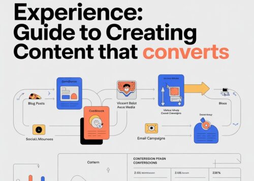 Digital infographic showing the content creation workflow and strategies for creating high-converting content.