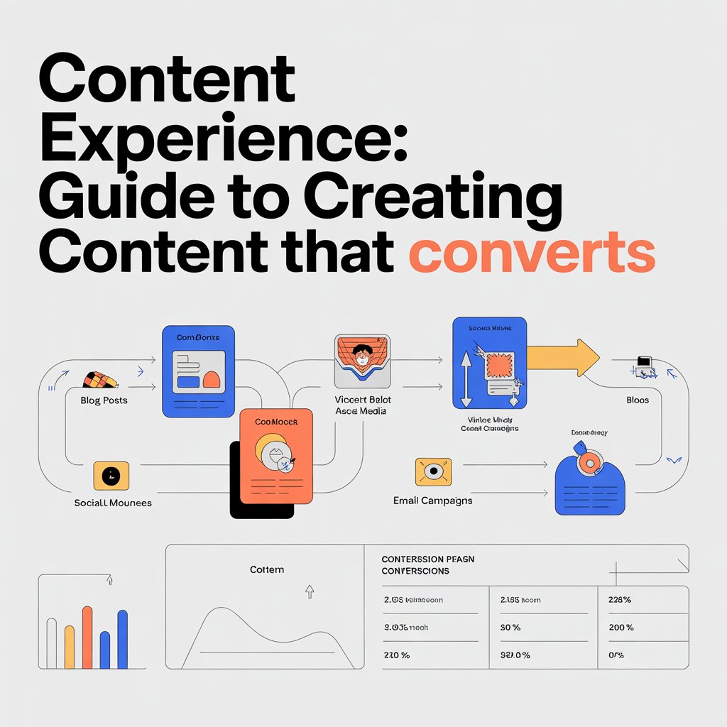 Digital infographic showing the content creation workflow and strategies for creating high-converting content.