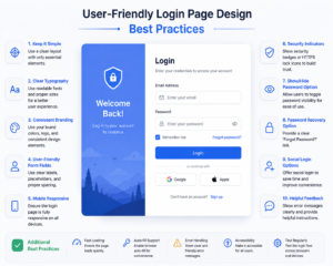 User-friendly login page design showing clean interface secure authentication and simple sign in form