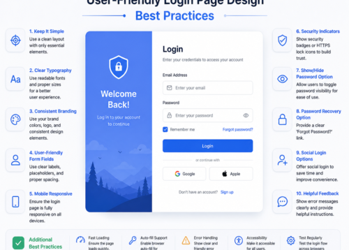 User-friendly login page design showing clean interface secure authentication and simple sign in form